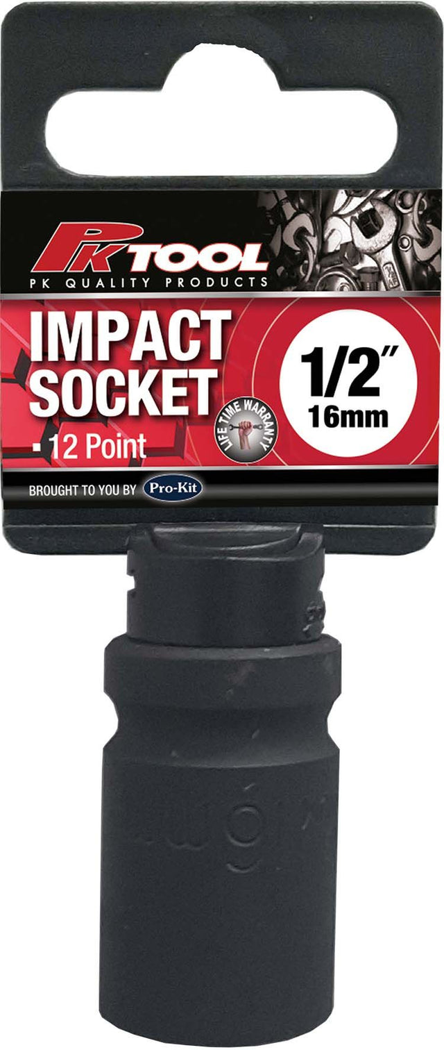 16mm 1/2” Drive 12PT Metric CR-V Impact Socket - PKTool | Universal Auto Spares