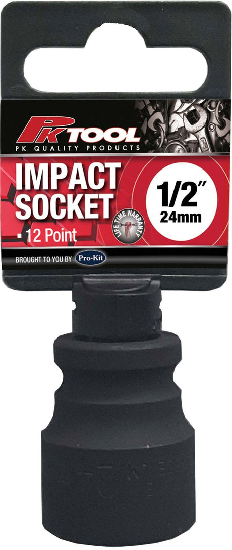 24mm 1/2” Drive 12PT Metric CR-V Impact Socket - PKTool | Universal Auto Spares