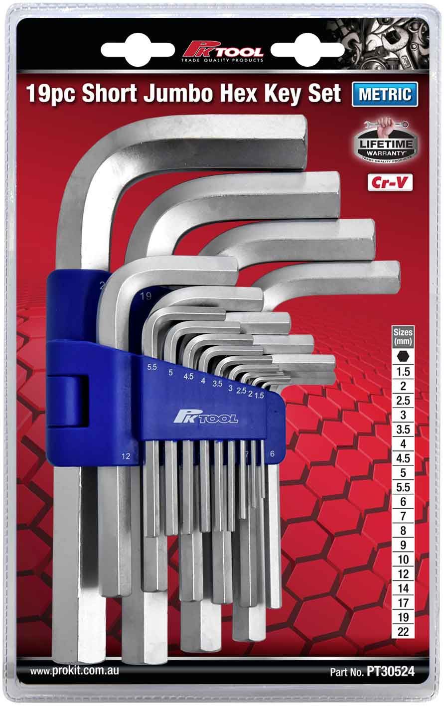 19 Piece Short Jumbo Hex Key Set - PKTool