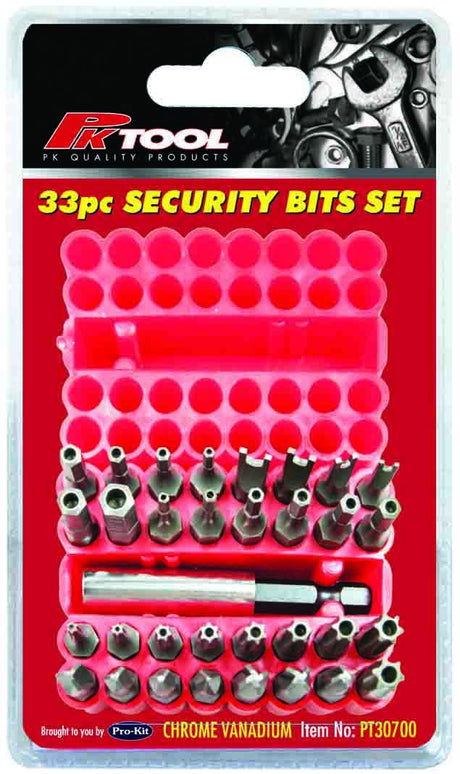 33 Pieces CR-V 1/4” Hex Security Bits Set - PKTool | Universal Auto Spares