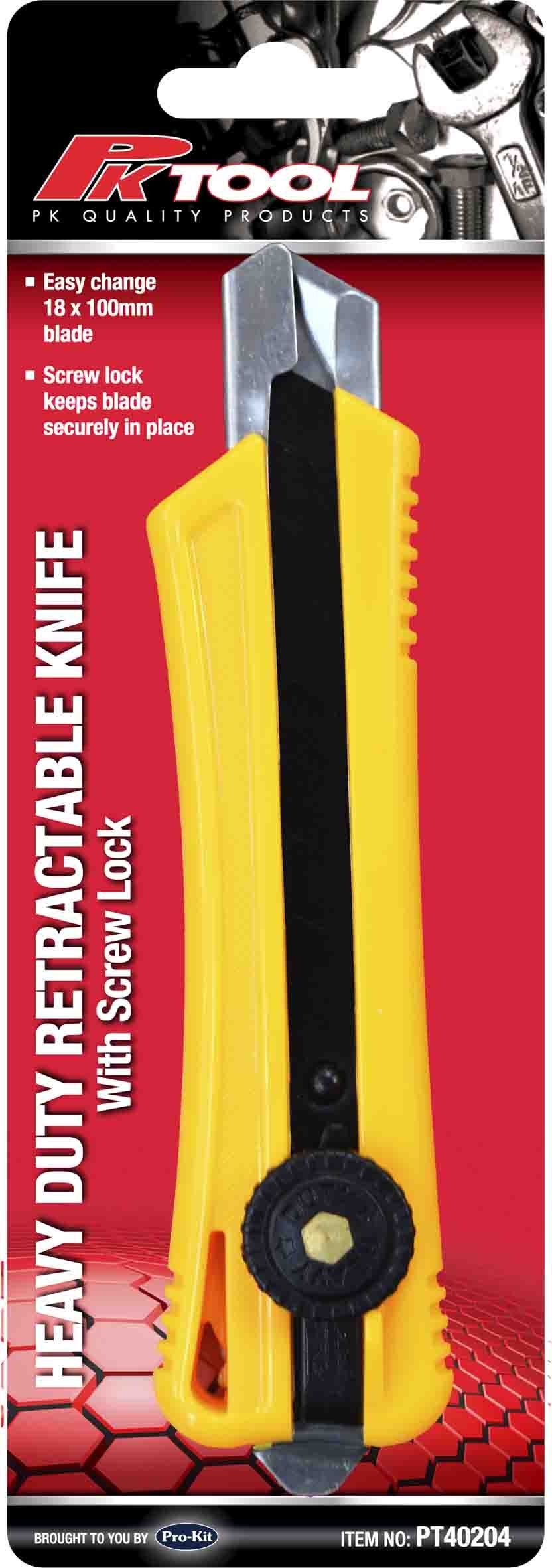 Heavy Duty Retractable Knife With Screw Lock - PKTool | Universal Auto Spares