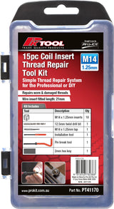 15pc M14 - 1.2mm Coil Insert Thread Repair Tool Kit - PKTool | Universal Auto Spares