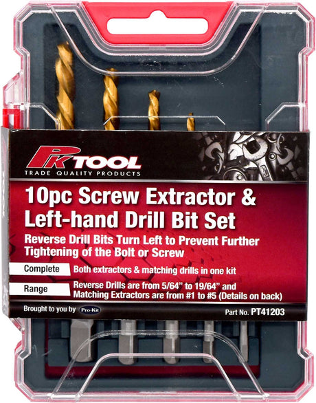 10 Pieces Screw Extractor & Left-hand Drill Bit Set - PKTool | Universal Auto Spares