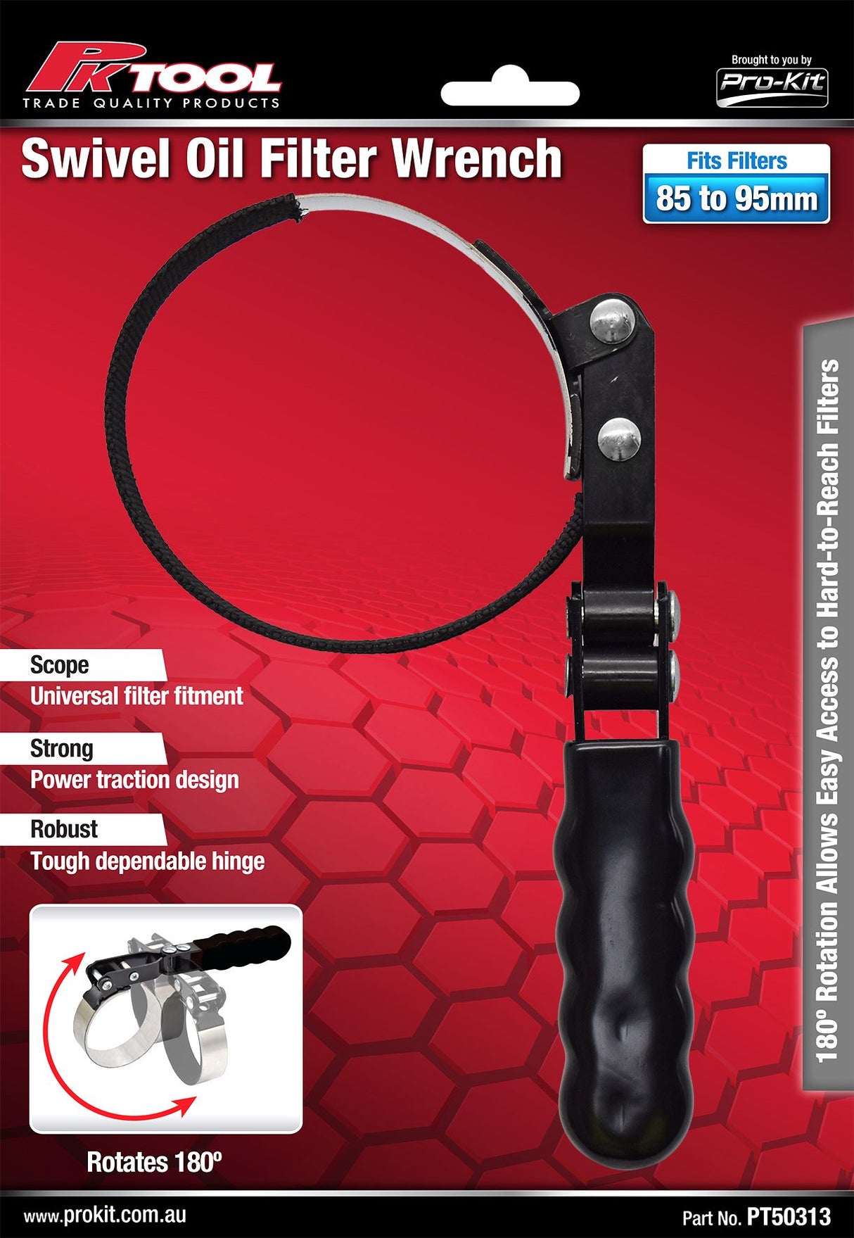85 to 95mm Swivel Oil Filter Wrench Rotates 180º - PKTool