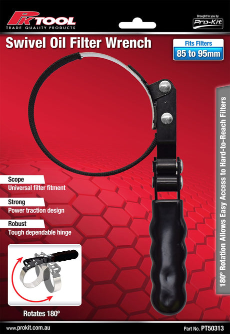 85 to 95mm Swivel Oil Filter Wrench Rotates 180º - PKTool