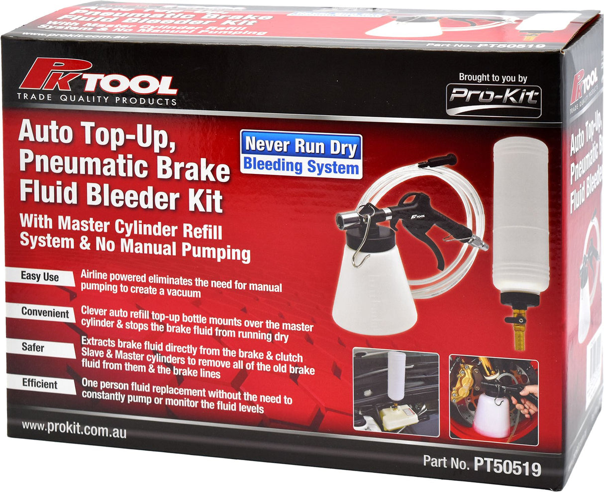 Auto Top-Up Pneumatic Brake Fluid Bleeder Kit - PKTool