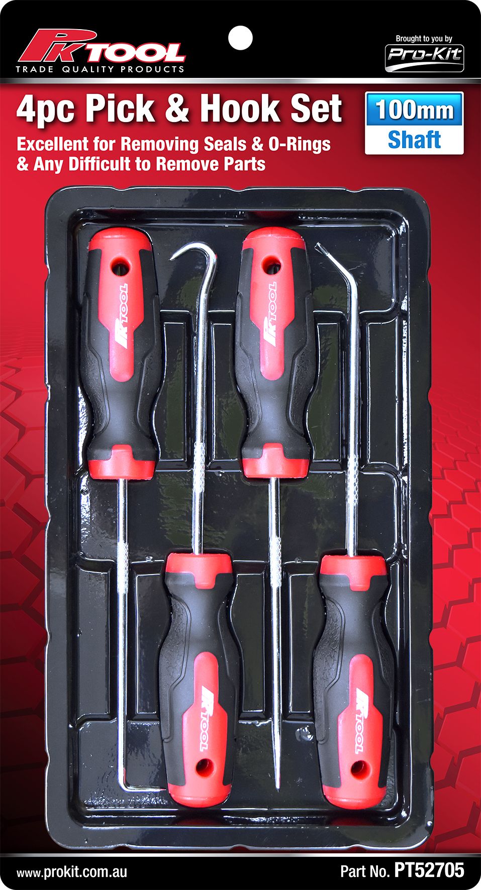 4-Piece Pick & Hook Set 100mm Precision Removal Tools for Seals & O-Rings – PKTool | Universal Auto Spares