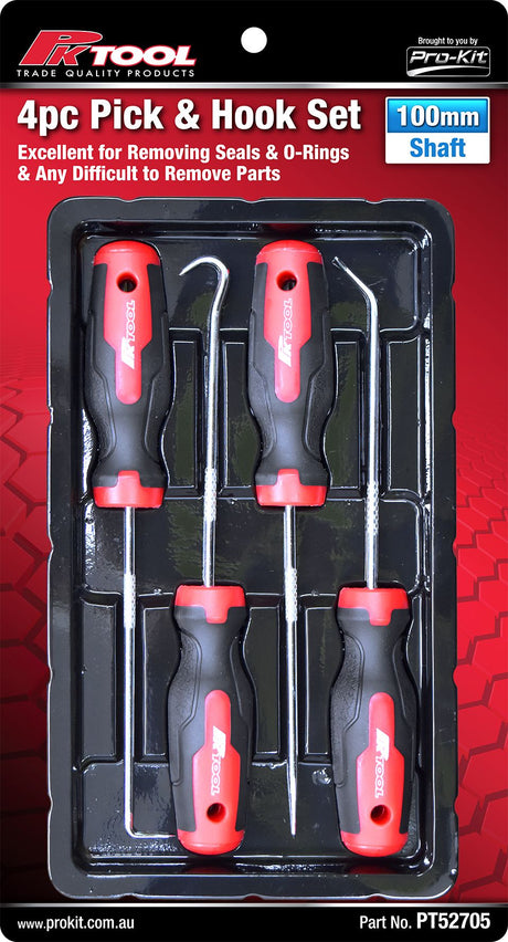 4-Piece Pick & Hook Set 100mm Precision Removal Tools for Seals & O-Rings – PKTool | Universal Auto Spares