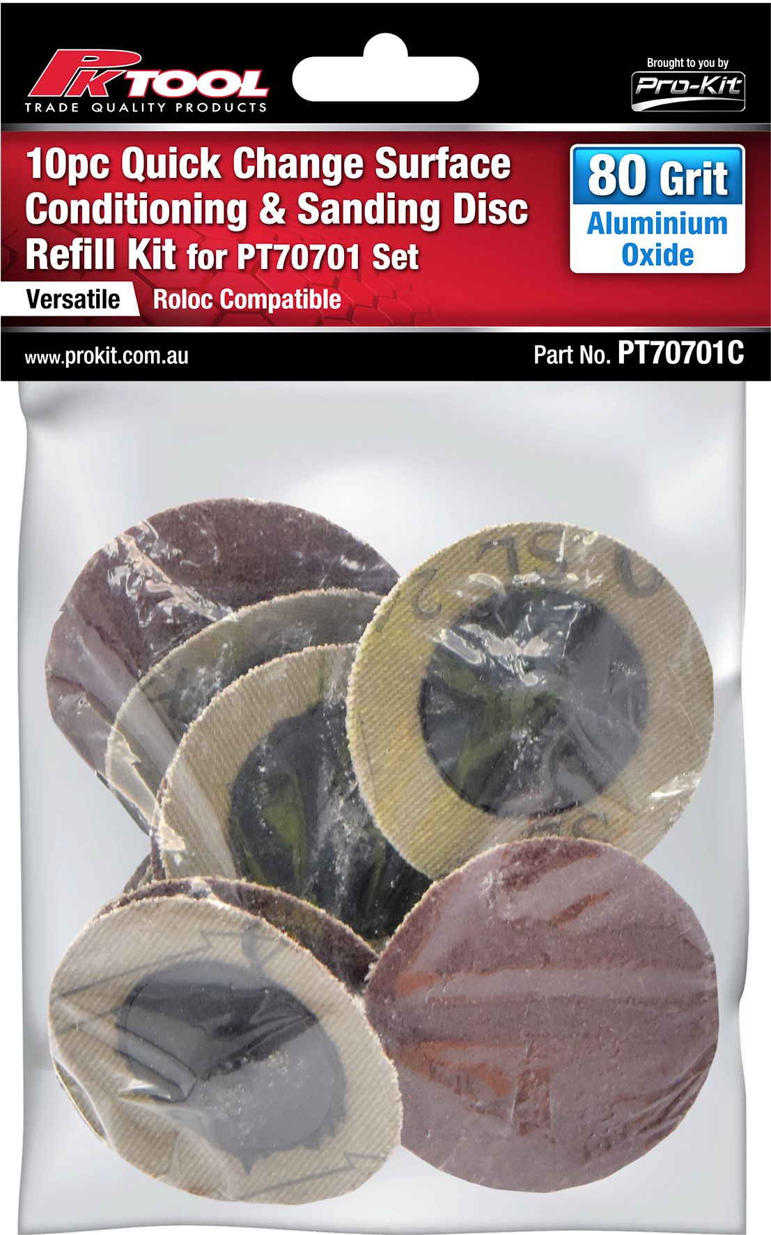 10 Piece 80 Grit Aluminium Oxide Sanding Discs - PKTool | Universal Auto Spares