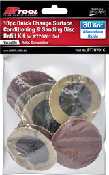 10 Piece 80 Grit Aluminium Oxide Sanding Discs - PKTool | Universal Auto Spares