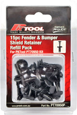15pc Trim Clips Refill Pack Fender, Bumper & Splash Shield Retainer (B87) - PKTool | Universal Auto Spares