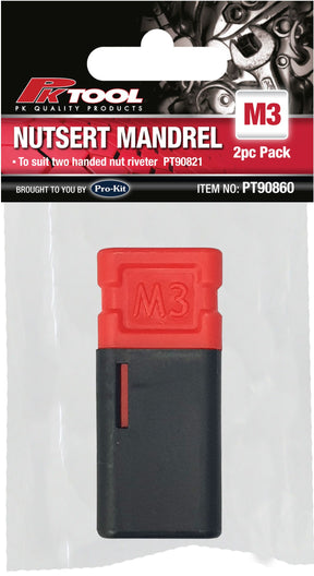 Nutsert Mandrel M3, M4, M5, M6, M8, M10 Replacement For 2 Handed Nut Rivet - PKTool M3