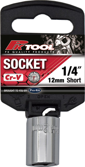 12mm 6PT 1/4” DR Metric Regular CR-V Socket - PKTool