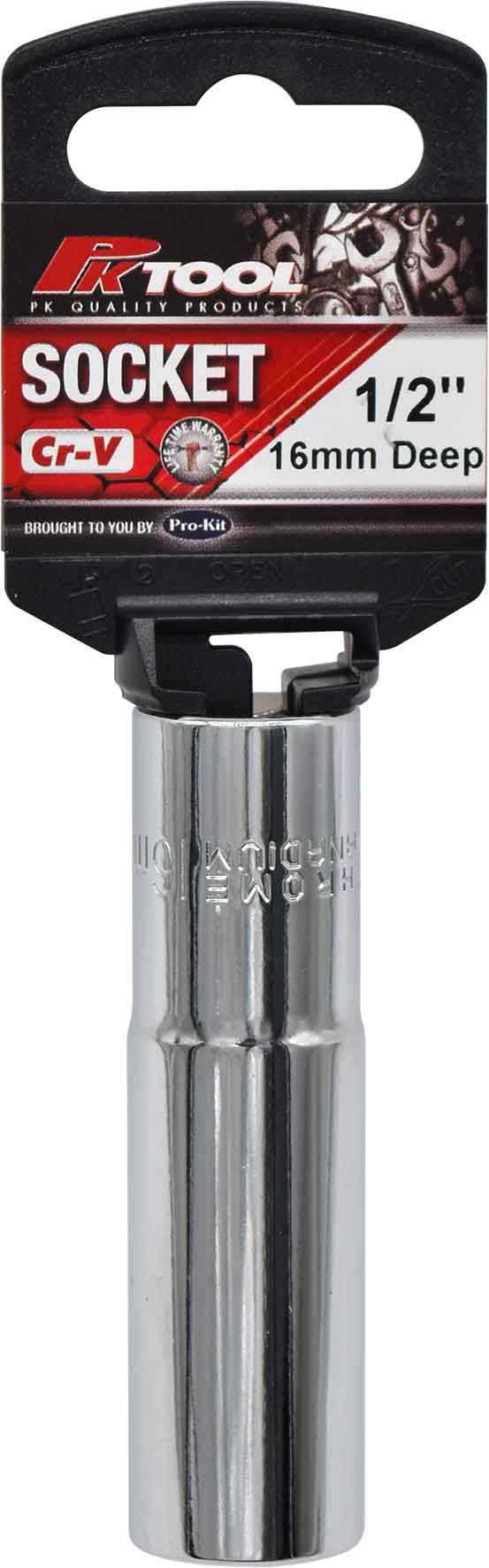 1/2” Dr 6pt 16mm Deep Socket - PKTool