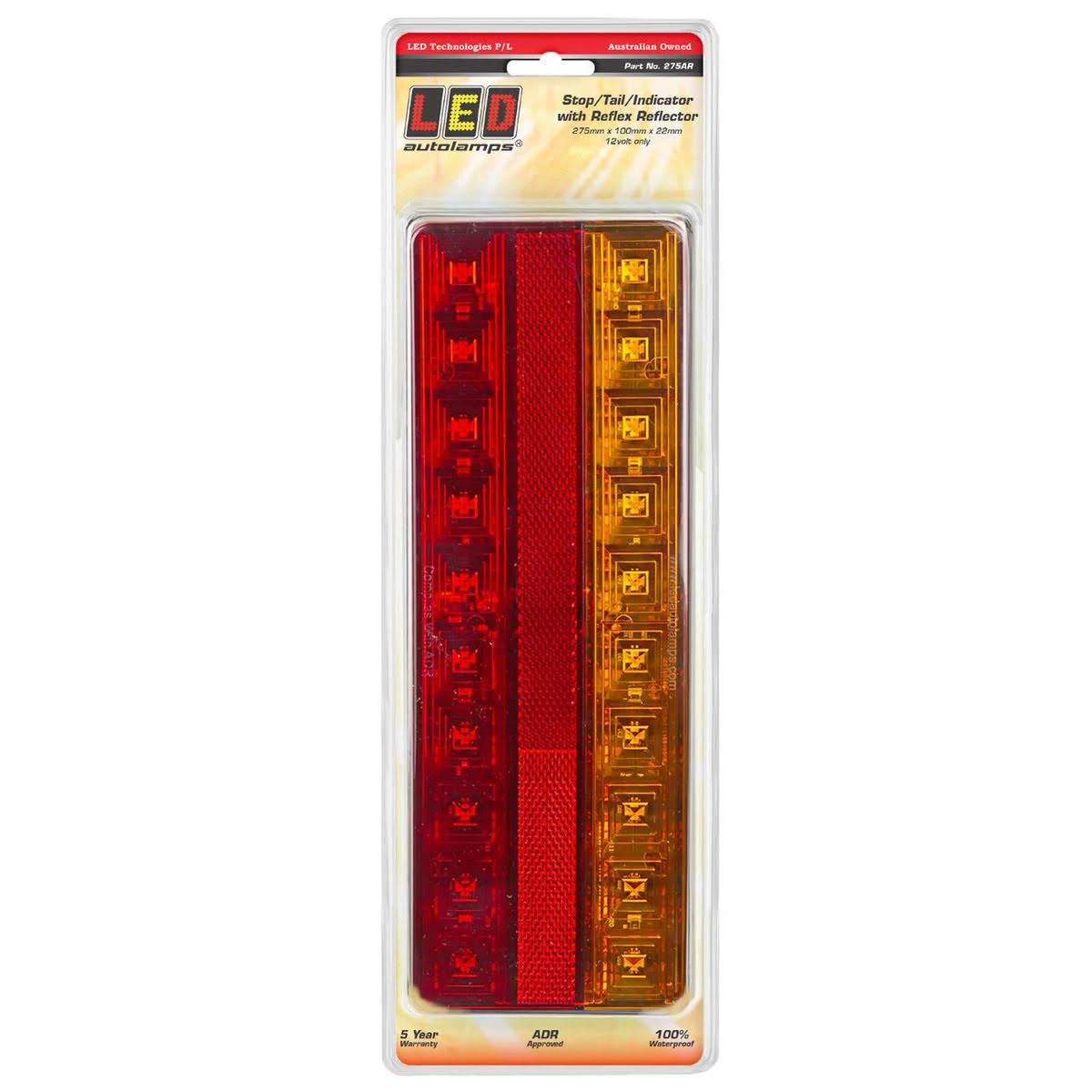 LED Stop/Tail/Indicator Lamp 12V With Reflex Reflector 38cm - LED AutoLamps