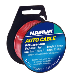 Cable Single Core 4mm 15A 4M Red - Narva