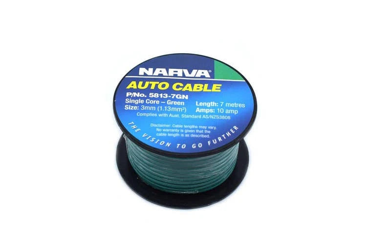 10A 3mm Green Single Core Cable (7m) - Narva | Universal Auto Spares