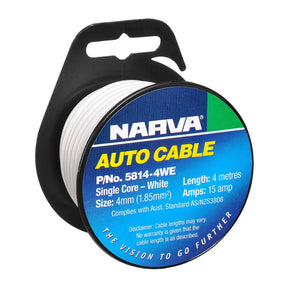 Cable Single Core 4mm 15A 4M White - Narva