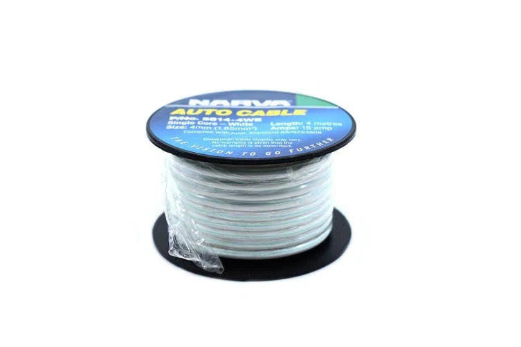 Cable Single Core 4mm 15A 4M White - Narva | Universal Auto Spares