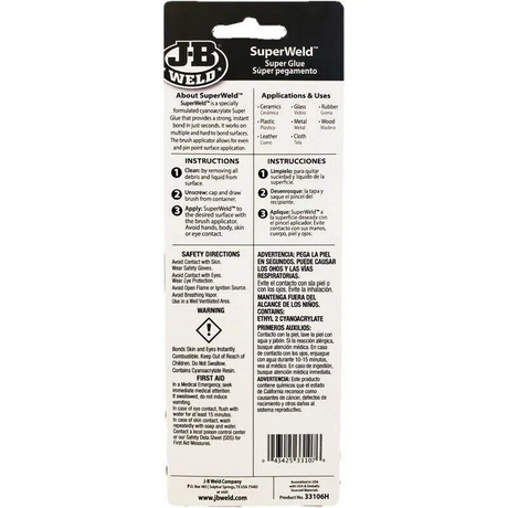 Super Weld Brush-On Instant Adhesive Cyanoacrylate Super Glue - J-B Weld