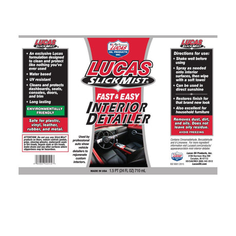 Slick Mist Fast and Easy Interior Detailer 710mL - Lucas Oil