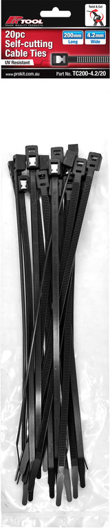 20pc Self-Cutting Cable Ties 200mm - PKTool | Universal Auto Spares