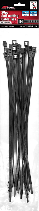 20pc Self-Cutting Cable Ties 280mm - PKTool | Universal Auto Spares