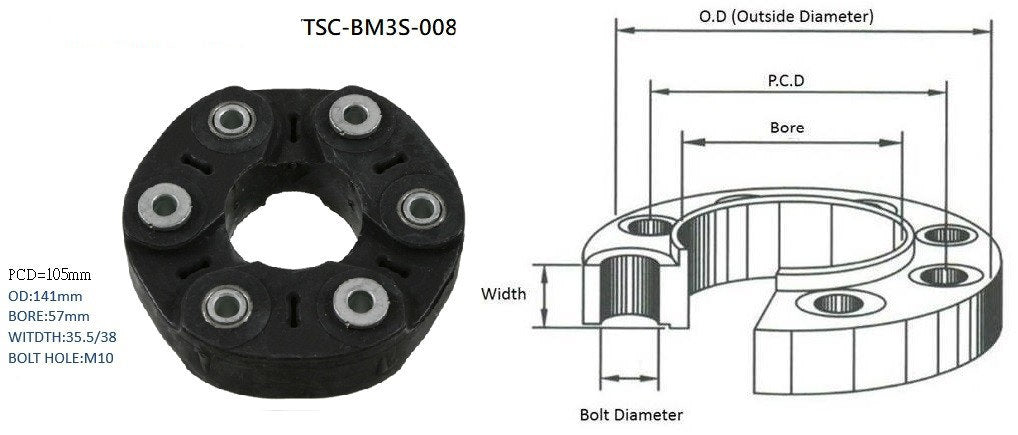 Tail Shaft Coupling (PCD 105mm, Bore 50mm) BMW X1 E84 2010 - 2015 TSC-BMX1-004 - Sterling