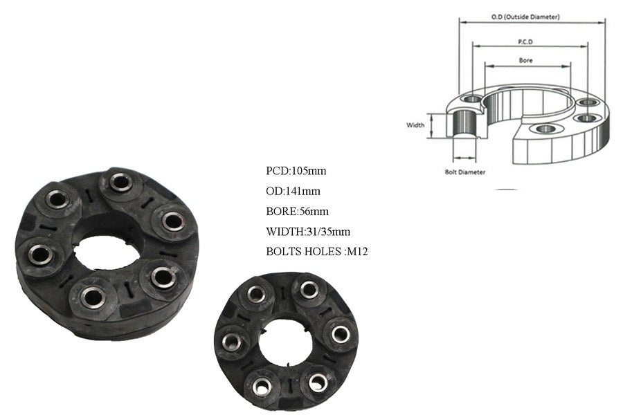 Tail Shaft Coupling (V6/V8, PCD 105mm) Ford Falcon BA/BF 2002 - 2008 TSC-FDFC-007 - Sterling