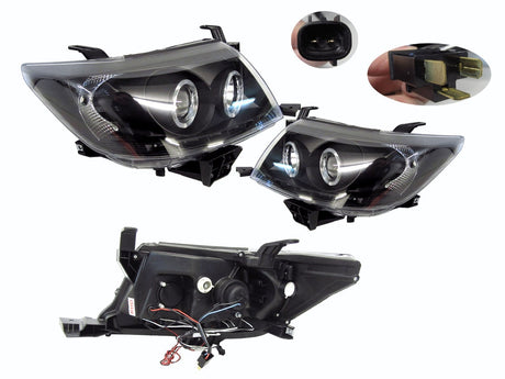 Headlight LED Projector Set (Black, 2 Piece) Toyota Hilux 2011 - 2015 TYHX-HEL-34N - Sterling Parts