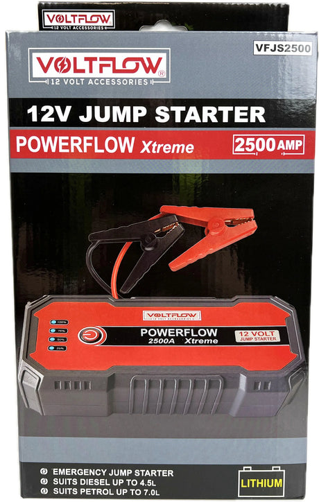 PowerFlow Xtreme Booster 12Volt 2500A Jump Start Battery Power Bank VFJS2500 - VoltFlow