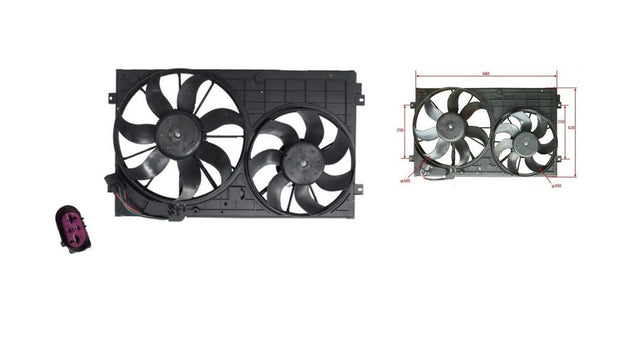 Radiator & A/C Condenser Fan (Dual) Volkswagen Beetle 2005 - 2016 VWBT-FNR-06F - Sterling