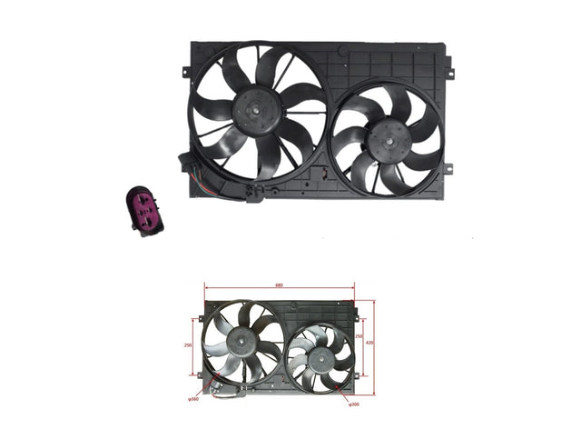 Radiator Fan (250mm Mount) Volkswagen Caddy 2K/2KC 2005 - 2020 VWCD-FNR-04F - Sterling