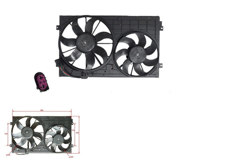 Radiator & A/C Condenser Dual Fan Volkswagen Jetta 1K/1B 2006 - 2017 VWJT-FNR-04F - Sterling Parts