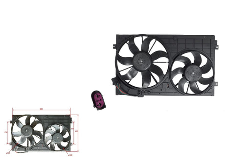 Radiator Fan (1.8L, 250mm Bracket) Volkswagen Passat B6/B7 2005 - 2015 VWPS-FNR-04F - Sterling Parts