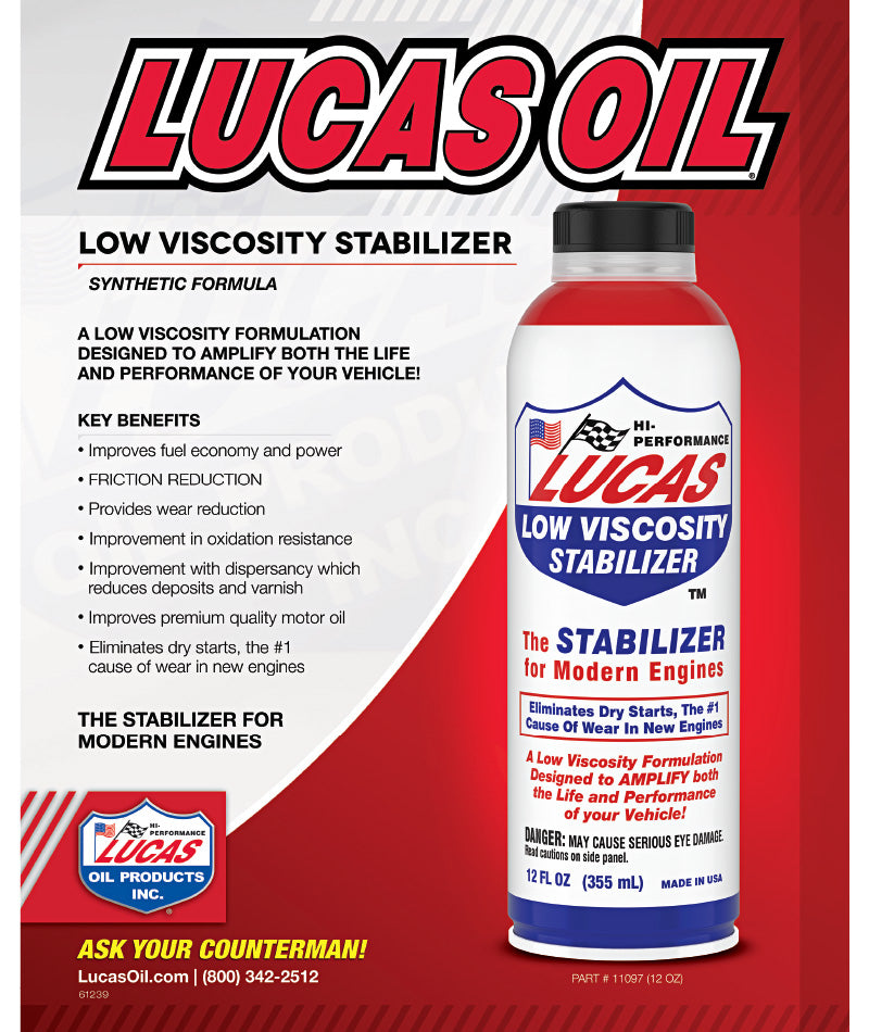 Low Viscosity Stabilizer 12 Ounce - Lucas Oil | Universal Auto Spares