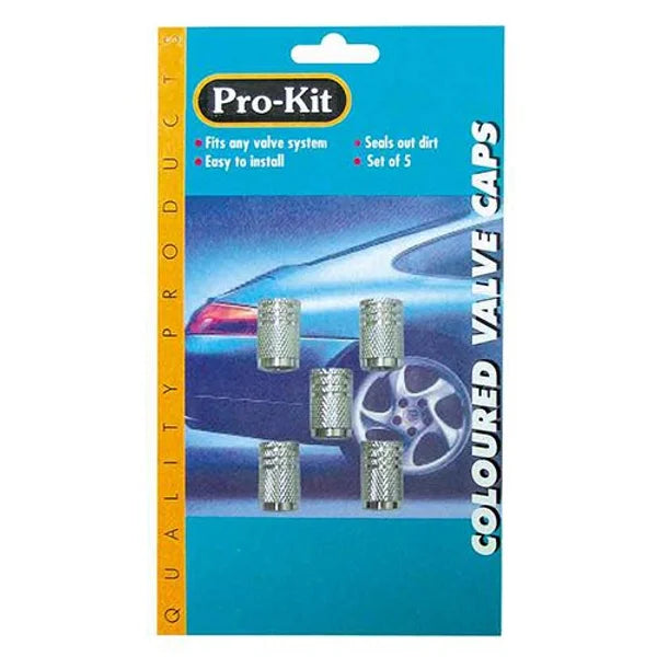 Valve Caps 5 Pieces Anodized - ProKit Silver