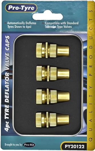 Tyre Deflator Valve Caps 4 Pieces - ProTyre | Universal Auto Spares