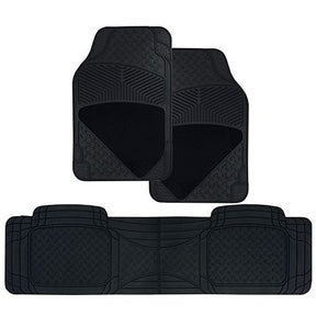 Mat Set 3 Piece Carpet And Rubber Black Odourless Rubber - PC Procovers