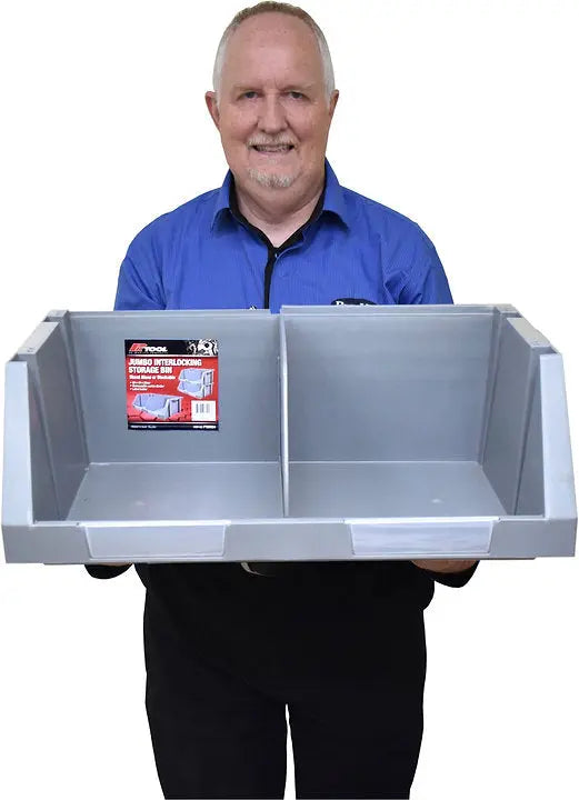 Jumbo Interlocking Storage Bin, Removeable Centre Divider - PKTool | Universal Auto Spares