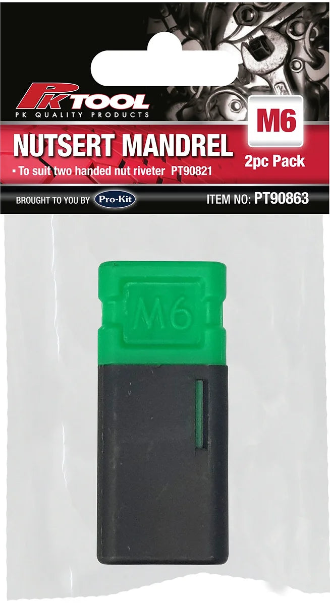 Nutsert Mandrel M3, M4, M5, M6, M8, M10 Replacement For 2 Handed Nut Rivet - PKTool M6