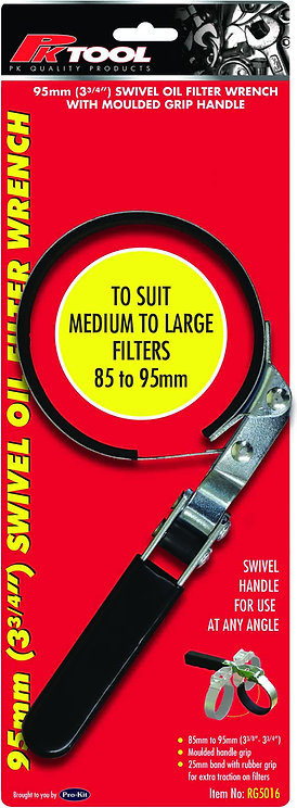 Oil Filter Wrench With Large With Rubber Inside & Swivel Handle - PKTool