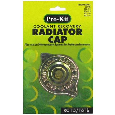 Radiator Cap Interchg With 518-15, 534-15, 531-16, 2532-16 - Pro-Kit | Universal Auto Spares
