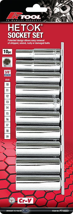 Metric 3/8” DR 10 Piece Hetok Deep Socket Set - PKTool | Universal Auto Spares