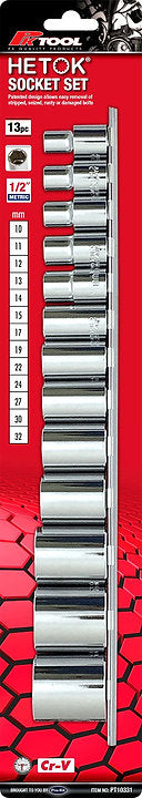 Metric 1/2” DR 13 Piece Hetok Socket Set - PKTool | Universal Auto Spares