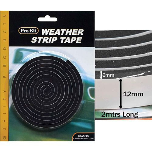 Tape Weatherstrip Foam Black 6, 12, 20mm - Pro-Kit | Universal Auto Spares