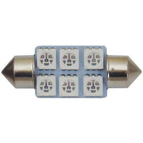 Globe 2 Piece SMD Festoon 36mm 6 Chips Blue & White - Motolite