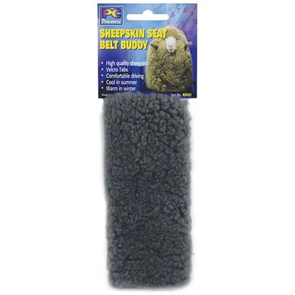 Seat Belt Buddies Charcoal Sheep Skin - PC Procovers | Universal Auto Spares