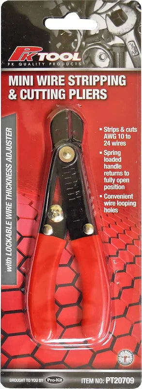 Mini Wire 130mm Stripping & Cutting Pliers With Lockable Wire Thickness Adjuster | Universal Auto Spares