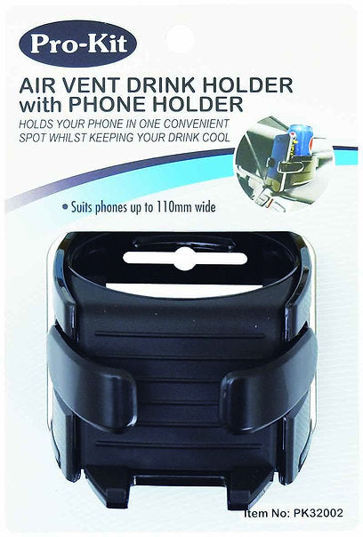 Clip-On Air Vent Drink Holder With Phone Holder - Prokit | Universal Auto Spares